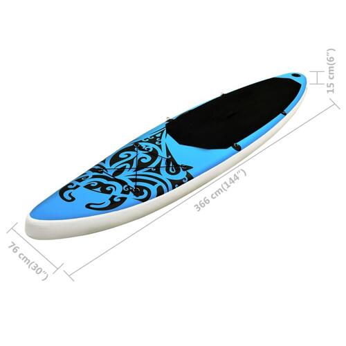 Oppusteligt paddleboardsæt 366x76x15 cm blå