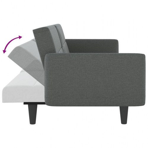 Sovesofa med kopholdere stof mørkegrå