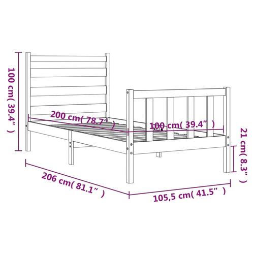 Sengeramme uden madras 100x200 cm massivt fyrretræ hvid