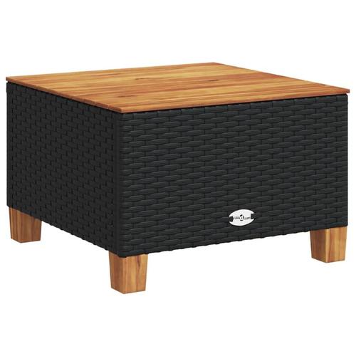 Havebord 55x55x36 cm polyrattan og akacietræ sort
