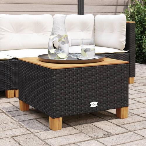 Havebord 55x55x36 cm polyrattan og akacietræ sort