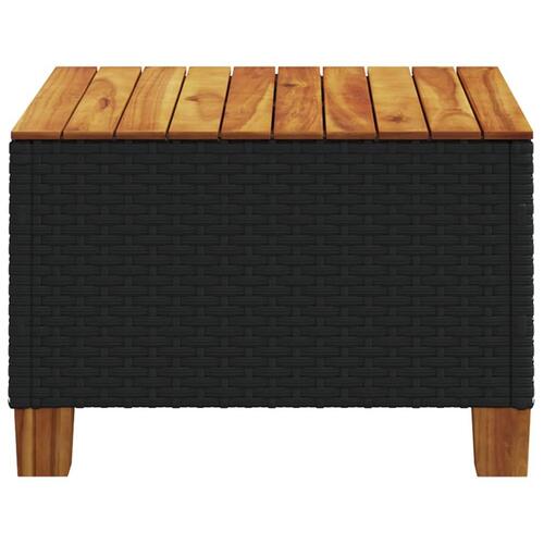Havebord 55x55x36 cm polyrattan og akacietræ sort
