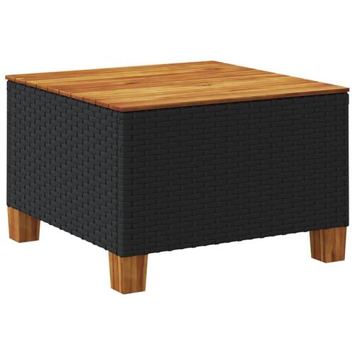 Havebord 55x55x36 cm polyrattan og akacietræ sort