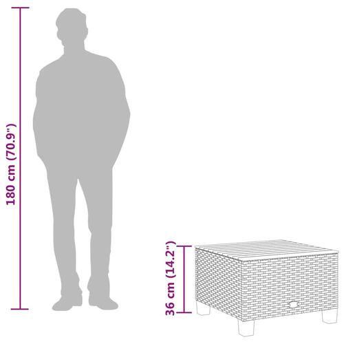 Havebord 55x55x36 cm polyrattan og akacietræ sort