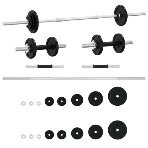 Sæt med vægtstang og håndvægte 30 kg støbejern