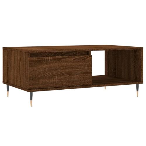 Sofabord 90x50x36,5 cm konstrueret træ brun egetræsfarve