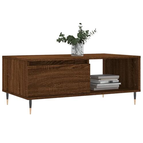 Sofabord 90x50x36,5 cm konstrueret træ brun egetræsfarve