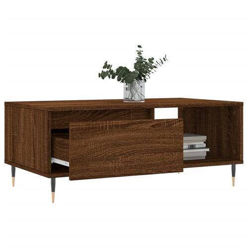 Sofabord 90x50x36,5 cm konstrueret træ brun egetræsfarve