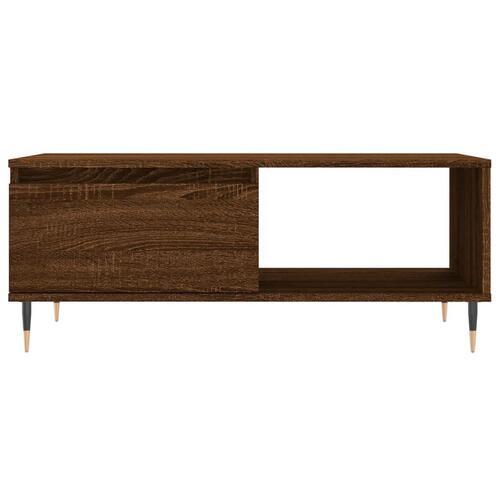 Sofabord 90x50x36,5 cm konstrueret træ brun egetræsfarve