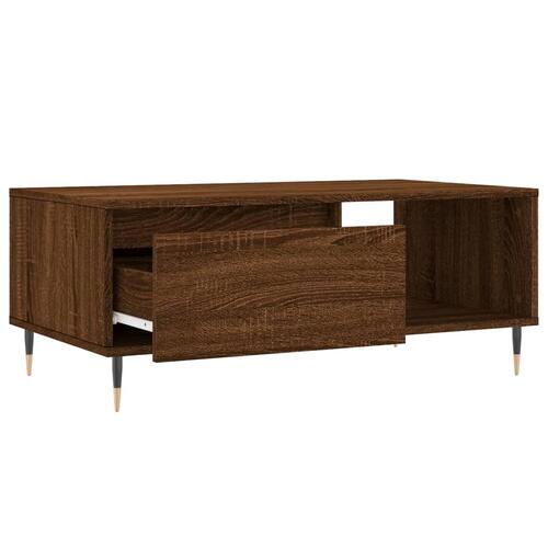 Sofabord 90x50x36,5 cm konstrueret træ brun egetræsfarve