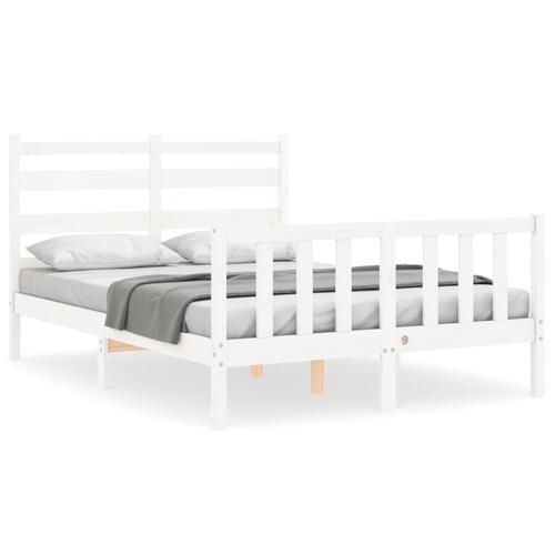 Sengeramme med sengegavl Small Double massivt træ hvid