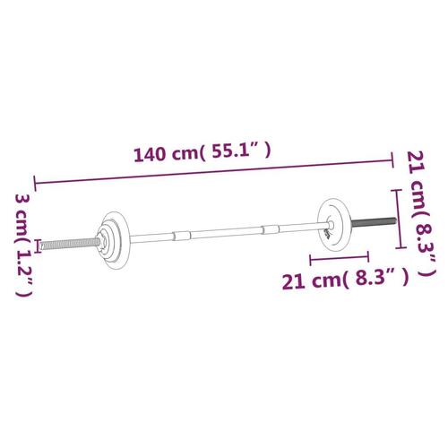 Sæt med vægtstang og håndvægte 30 kg støbejern