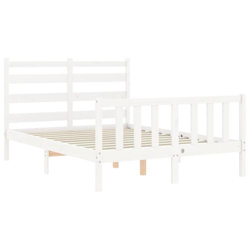 Sengeramme med sengegavl Small Double massivt træ hvid