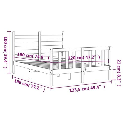 Sengeramme med sengegavl Small Double massivt træ hvid