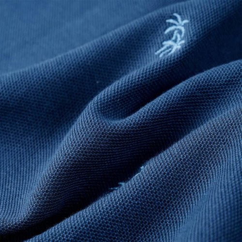 Børnepoloshirt str. 104 - mørkeblå med palmeprint