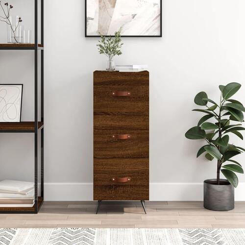 Skænk 34,5x34x90 cm konstrueret træ brun egetræsfarve