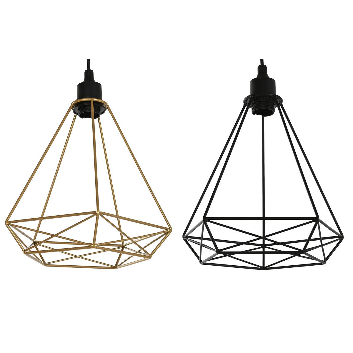 Loftslampe - sort/guld metal, E27, 50 W (sæt á 2)
