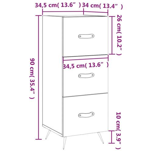 Skænk 34,5x34x90 cm konstrueret træ brun egetræsfarve