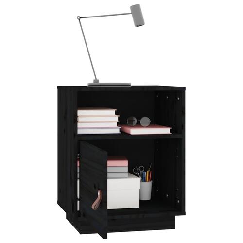 Sengeborde 2 stk. 40x34x55 cm massivt fyrretræ sort