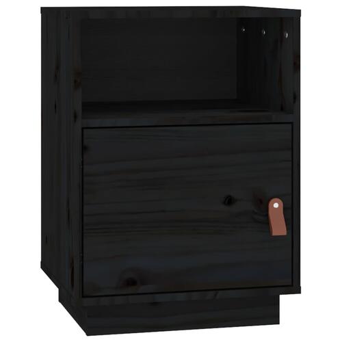 Sengeborde 2 stk. 40x34x55 cm massivt fyrretræ sort