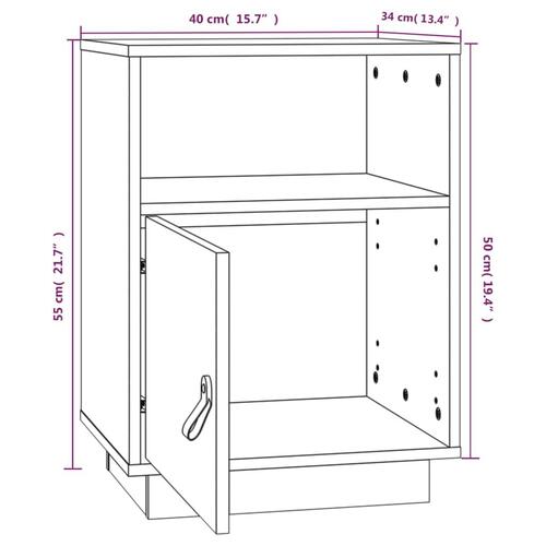 Sengeborde 2 stk. 40x34x55 cm massivt fyrretræ sort