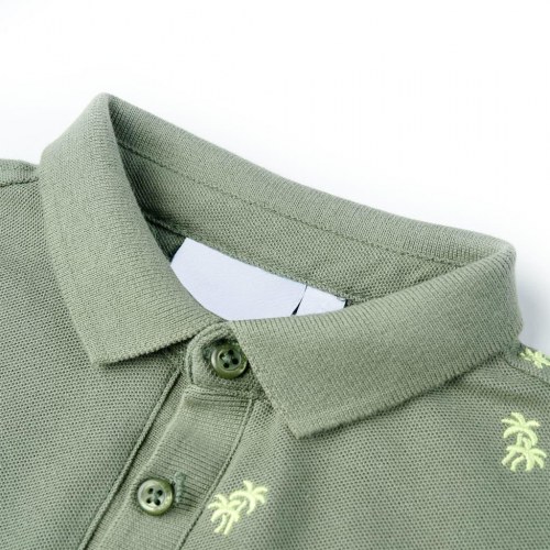 Poloshirt til børn str. 128 - kaki med små palmer