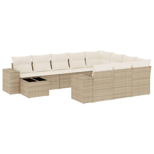 Sofasæt til haven 11 dele med hynder polyrattan beige