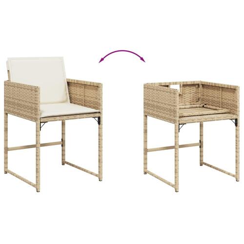 Spisebordssæt til haven 15 dele med hynder polyrattan beige