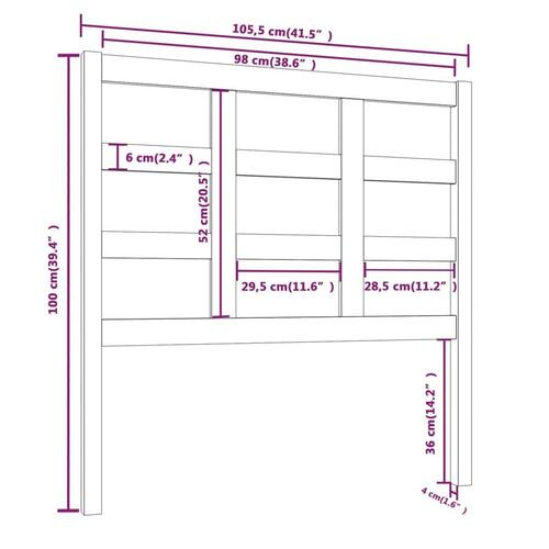 Sengegærde 105,5x4x100 cm massivt fyrretræ