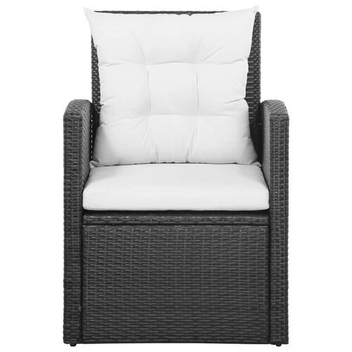 Haveloungesæt 5 dele med hynder polyrattan sort