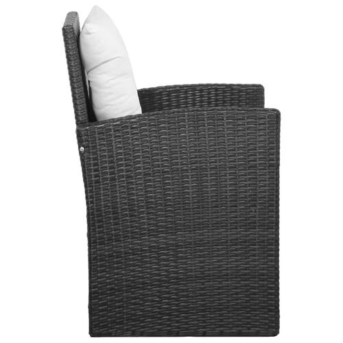 Haveloungesæt 5 dele med hynder polyrattan sort