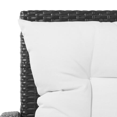 Haveloungesæt 5 dele med hynder polyrattan sort