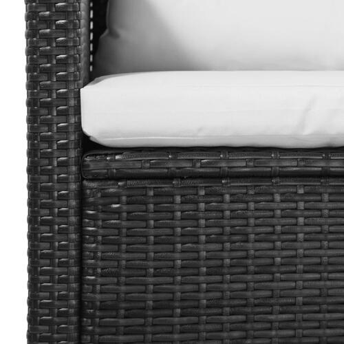 Haveloungesæt 5 dele med hynder polyrattan sort