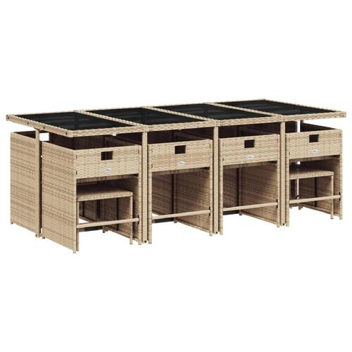 Spisebordssæt til haven 13 dele med hynder polyrattan beige