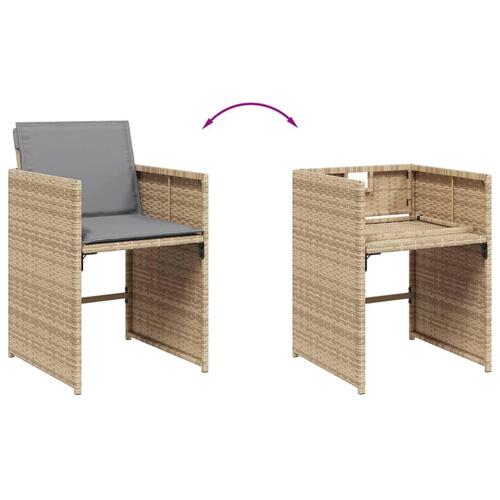 Spisebordssæt til haven 13 dele med hynder polyrattan beige