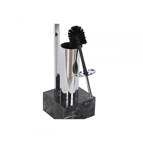 Toiletpapirholder med toiletbørste - MDF og stål, sølv/sort (18 × 119 × 70 cm)