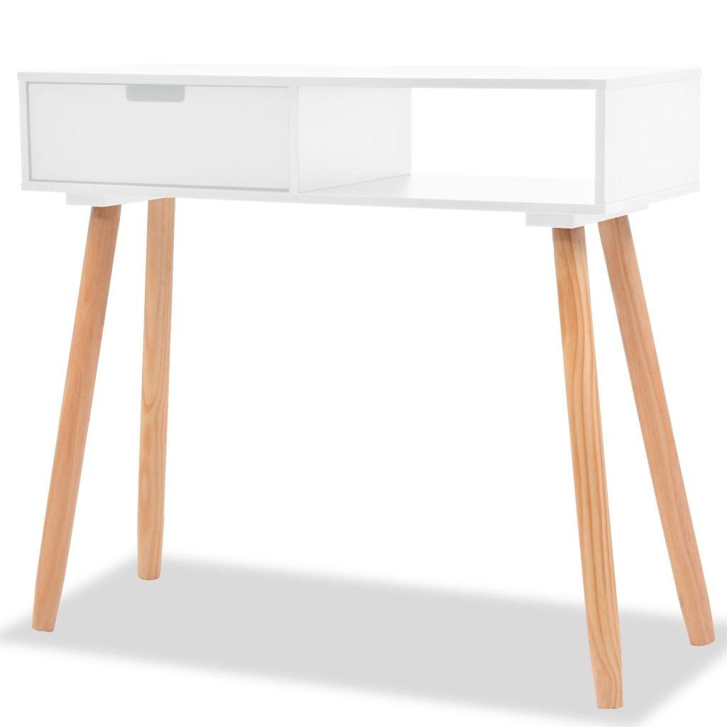 Konsolbord massivt fyrretræ 80 x 30 x 72 cm hvid