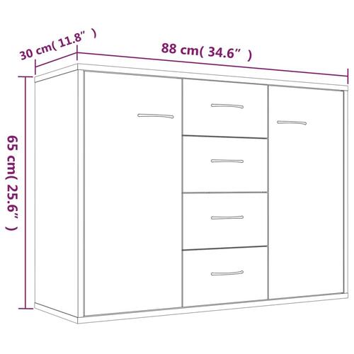 Skænk 88x30x65 cm konstrueret træ røget egetræsfarve