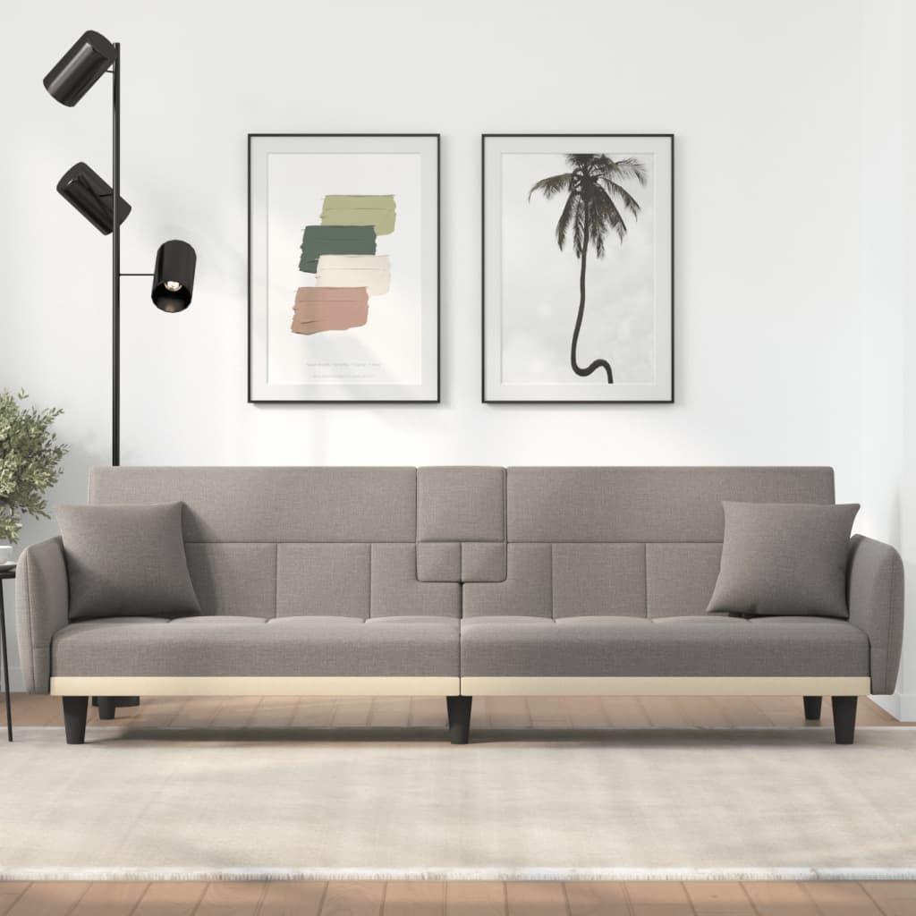 Sovesofa med kopholdere stof gråbrun