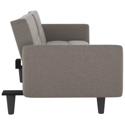 Sovesofa med kopholdere stof gråbrun