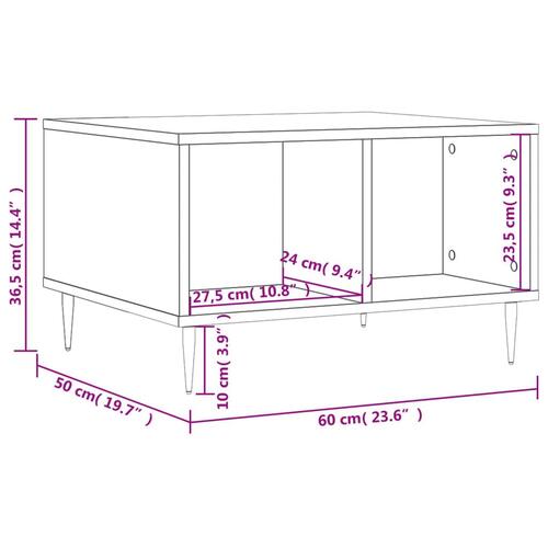 Sofabord 60x50x36,5 cm konstrueret træ grå sonoma-eg