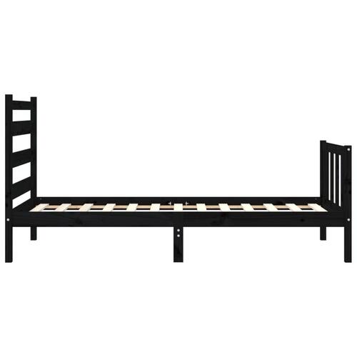 Sengeramme med sengegavl 100x200 cm massivt træ sort