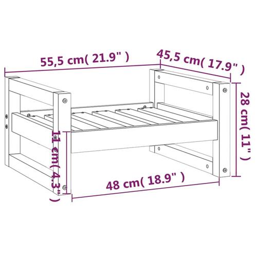 Hundeseng 55,5x45,5x28 cm massivt fyrretræ hvid