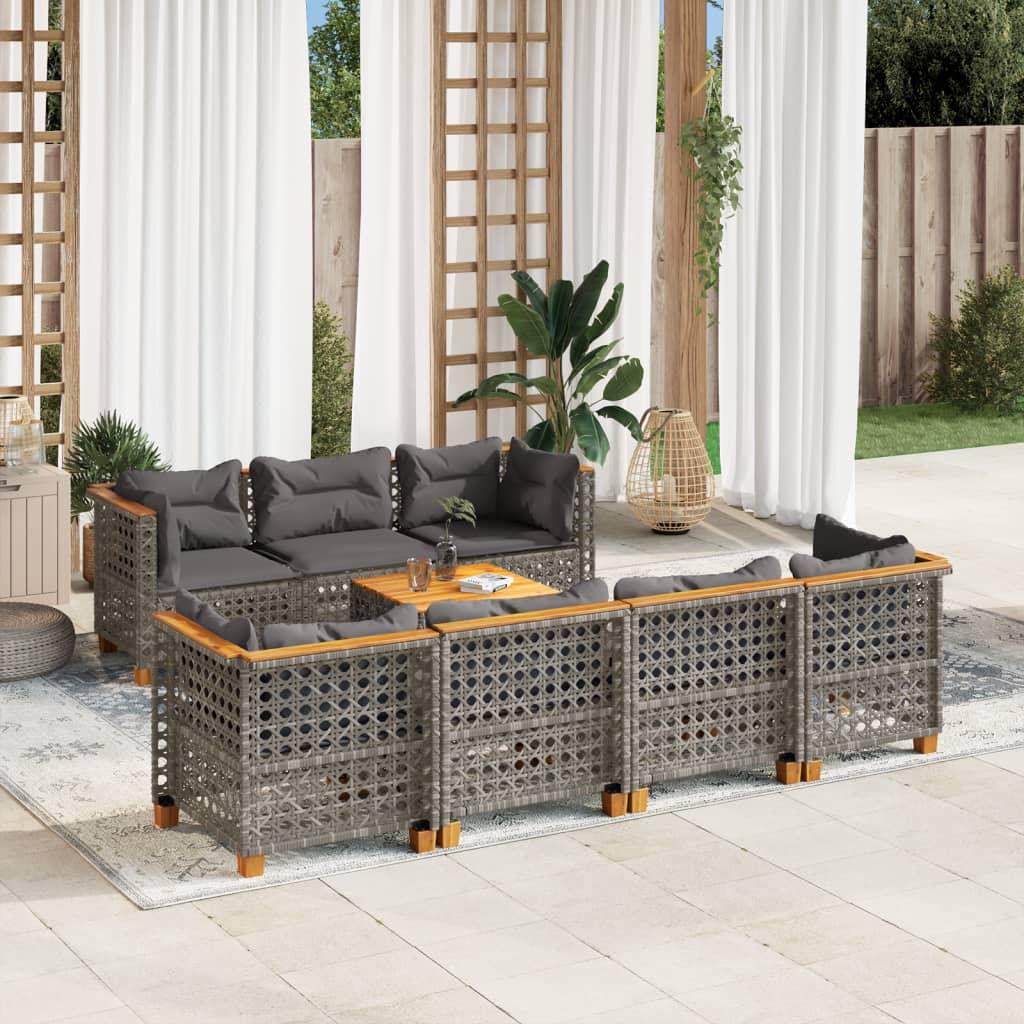 Sofasæt til haven 8 dele med hynder polyrattan grå billede