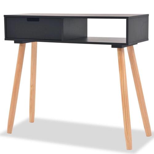 Konsolbord massivt fyrretræ 80 x 30 x 72 cm sort