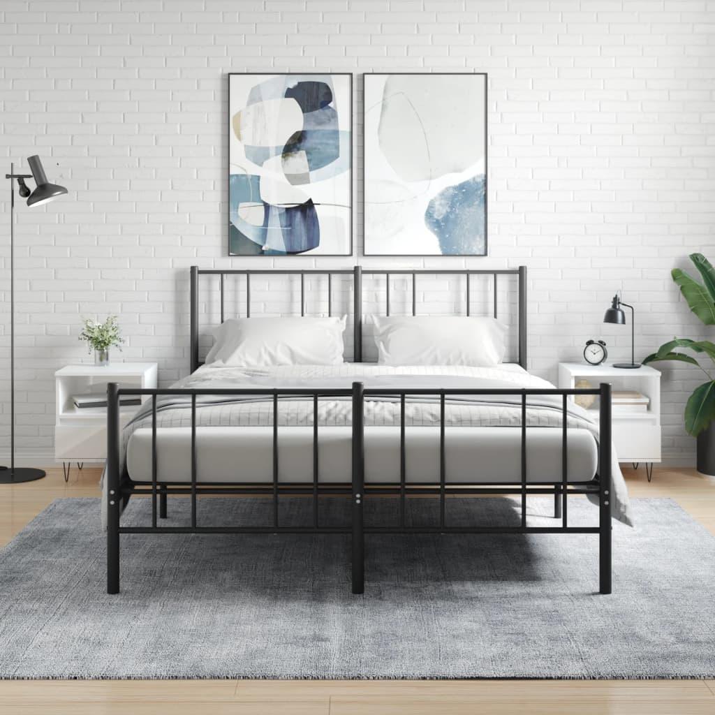 Sengeskabe 2 stk. 40x35x50 cm konstrueret træ hvid højglans