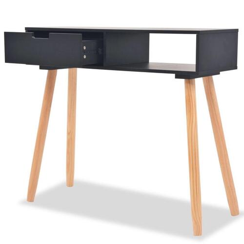 Konsolbord massivt fyrretræ 80 x 30 x 72 cm sort