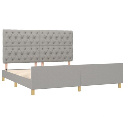 Sengeramme med sengegavl 160x200 cm - stof, lysegrå
