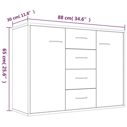 Skænk 88x30x65 cm konstrueret træ grå sonoma-eg