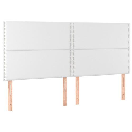 Sengegavl med LED-lys 200x5x118/128 cm kunstlæder hvid